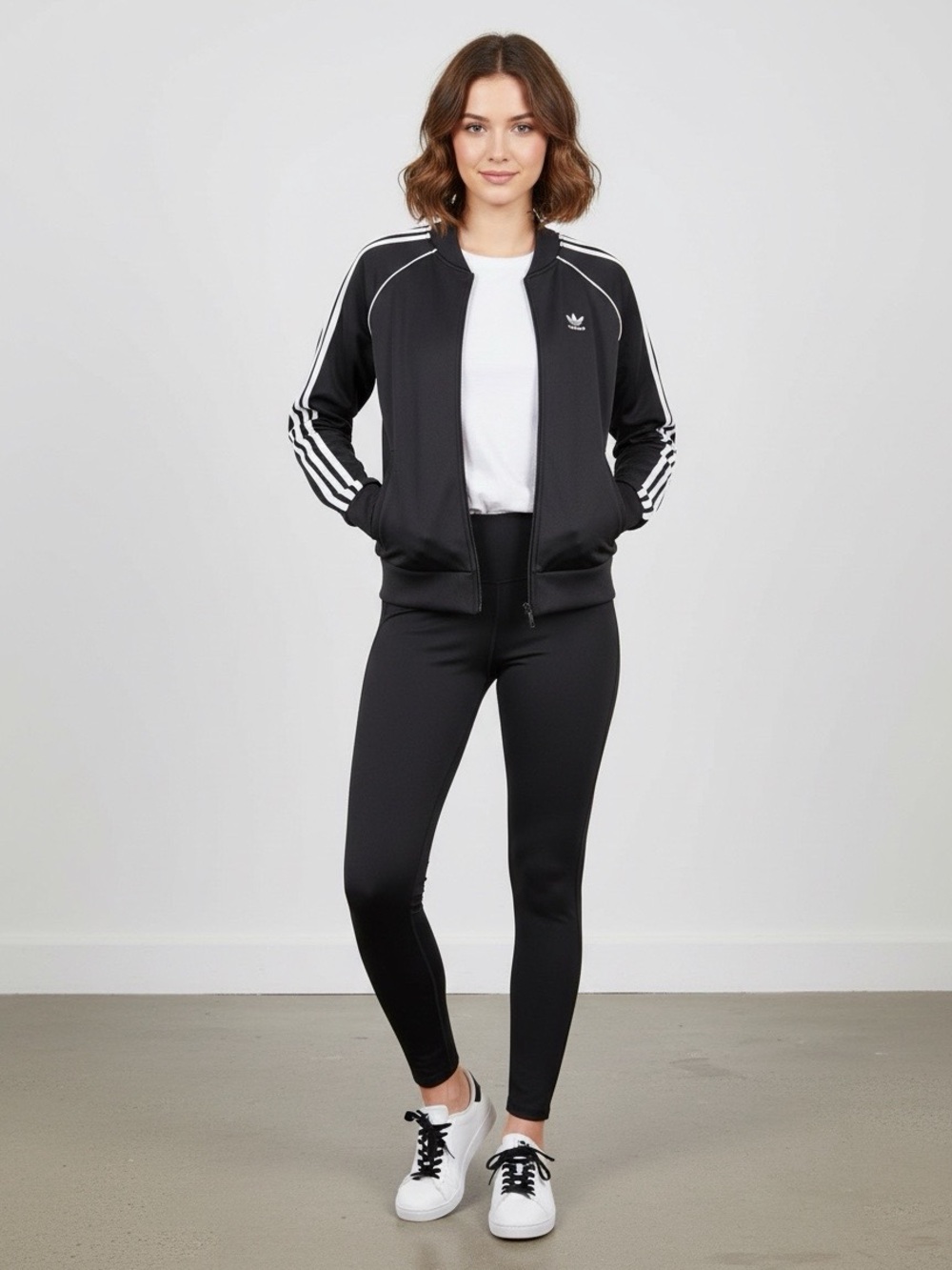 New With Tag Adidas Black Track Jacket Woman  XS CE 2392